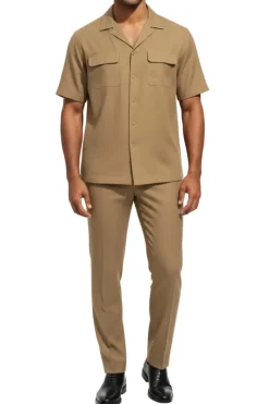 Stacy Adams - Khaki Linen 2 Piece Walking Suit Set