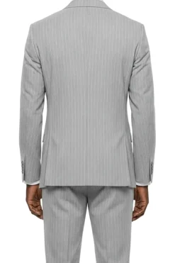 Stacy Adams - Light Gray Hybrid Fit 2 Piece Double Breasted Pinstripe Suit