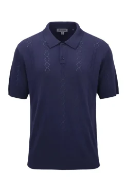 Stacy Adams - Men's Navy Diamond Stitch Knit Shirt