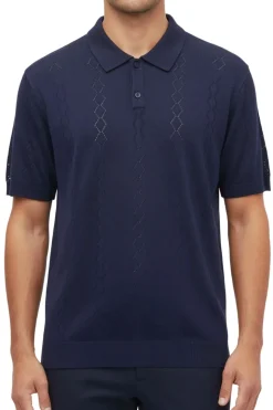 Stacy Adams - Men's Navy Diamond Stitch Knit Shirt