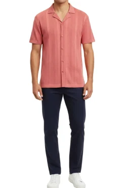 Stacy Adams - Men's Pink Vertical Embroidered Pattern Shirt