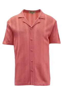 Stacy Adams - Men's Pink Vertical Embroidered Pattern Shirt