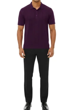 Stacy Adams - Men's Purple Geometric Meander Polo Shirt