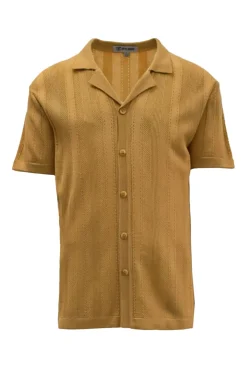 Stacy Adams - Men's Sand Vertical Embroidered Pattern Shirt
