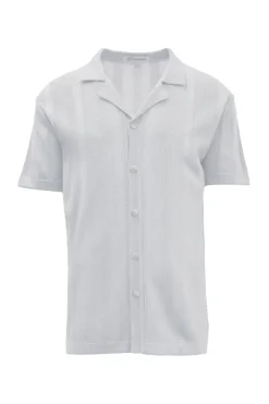 Stacy Adams - Men's White Vertical Embroidered Pattern Shirt
