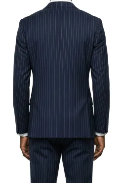 Stacy Adams - Navy Hybrid Fit 2 Piece Double Breasted Pinstripe Suit