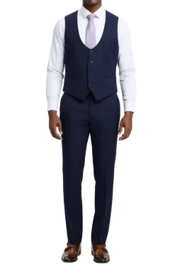Stacy Adams - Navy 3 Piece Hybrid Fit Suit With Expandable Waist Band