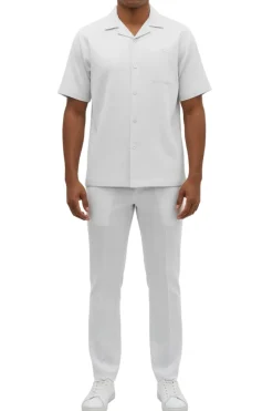 Stacy Adams - Off White Linen Walking Suit Set