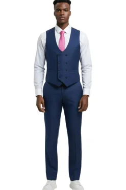 Stacy Adams - 3 Piece Hybrid Fit Blue Textured Suit