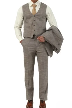 Stacy Adams - 3 Piece Hybrid Fit Notch Lapel Suit in Light Brown