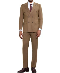 Stacy Adams - 2 Piece Hybrid Fit Pinstripe Double Breasted Suit