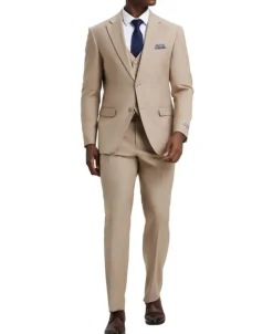 Stacy Adams - 3 Piece Hybrid Fit Suit in Tan
