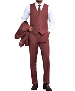 Stacy Adams - 3 Piece Pinstripe Hybrid Fit 1 Button Suit
