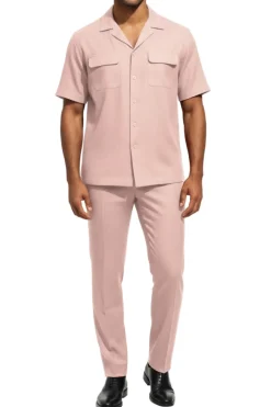 Stacy Adams - Pink Linen 2 Piece Walking Suit Set