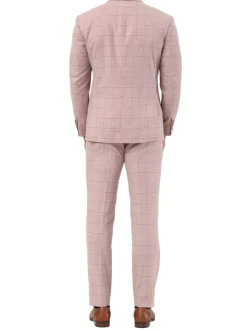 Stacy Adams - Pink 2 Piece Hybrid Fit Windowpane Double Breasted Suit
