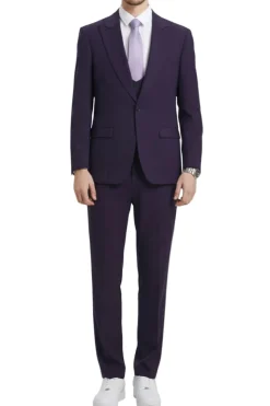 Stacy Adams - Purple 3 Piece Hybrid Fit Suit With Expandable Waist Band
