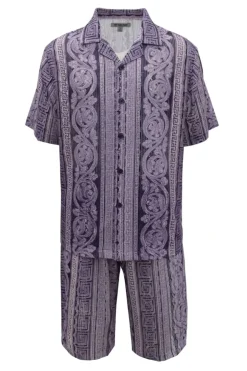 Stacy Adams - Purple Vertical Paisley Short Walking Suit Set