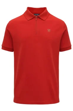 Stacy Adams - Red Cotton Zip Polo Shirt