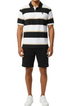 Stacy Adams - Striped White Cotton Polo Shirt