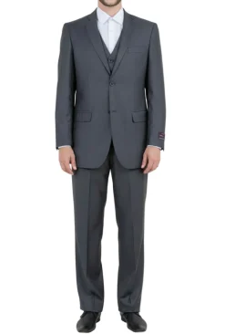 Steel 3 Piece Modern Fit Suit 2 Button V-Neck Vest