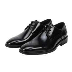 Toby Collection - Black Medallion Toe Lace-Up Dress Shoes