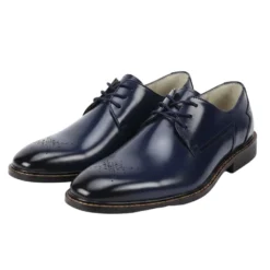 Toby Collection - Blue Medallion Toe Lace-Up Dress Shoes