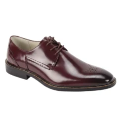 Toby Collection - Burgundy Medallion Toe Lace-Up Dress Shoes