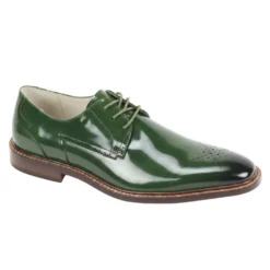 Toby Collection - Green Medallion Toe Lace-Up Dress Shoes