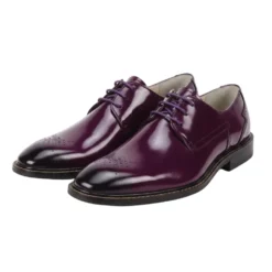 Toby Collection - Purple Medallion Toe Lace-Up Dress Shoes
