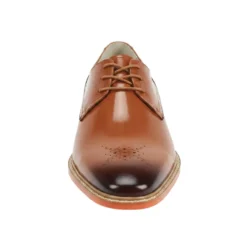 Toby Collection - Tan Medallion Toe Lace-Up Dress Shoes