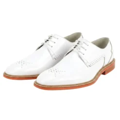 Toby Collection - White Medallion Toe Lace-Up Dress Shoes