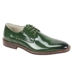 Toby Collection - Green Medallion Toe Lace-Up Dress Shoes