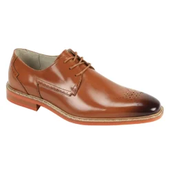 Toby Collection - Tan Medallion Toe Lace-Up Dress Shoes