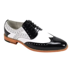 Troy Collection - Leather Wingtip Lace-up Dress Shoes - Black/White
