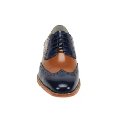 Troy Collection - Leather Wingtip Lace-up Dress Shoes - Navy/Tan