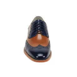 Troy Collection - Leather Wingtip Lace-up Dress Shoes - Navy/Tan