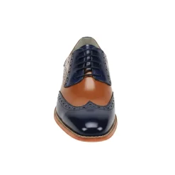 Troy Collection - Leather Wingtip Lace-up Dress Shoes - Navy/Tan
