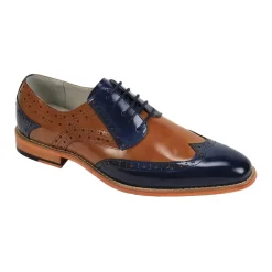 Troy Collection - Leather Wingtip Lace-up Dress Shoes - Navy/Tan