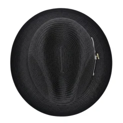 Two-Tone Ribbon Stingy Brim Pinch Braided Fedora - Black/White