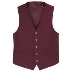 Vanderbilt Collection - Classic Dress Vest 5 Buttons Regular Fit In Burgundy