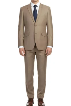 Vanderbilt Collection - Classic 2 Piece Suit 2 Buttons Regular Fit In Taupe