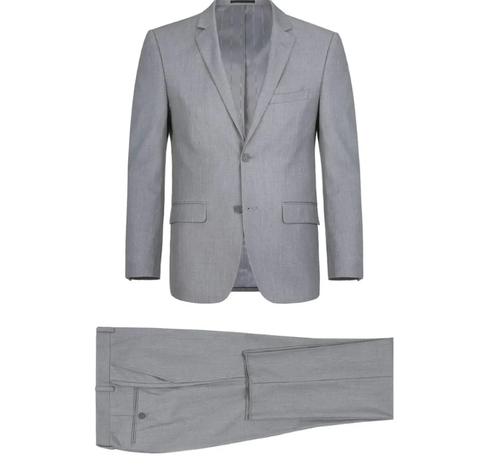 Vanderbilt Collection - Classic 2 Piece Suit 2 Buttons Regular Fit In Light Gray