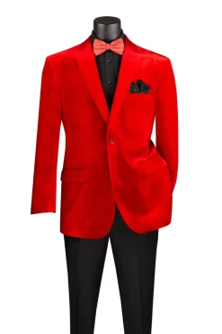 Velvet Regular Fit Fashion Jacket in Red