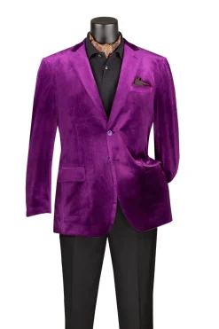 Velvet Regular Fit Fashion Jacket in Purple