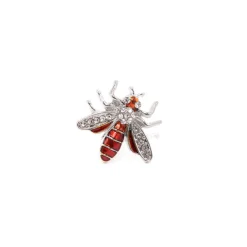 Vintage-Inspired Silver Honey Bee Cufflinks with Colored Glass Crystals