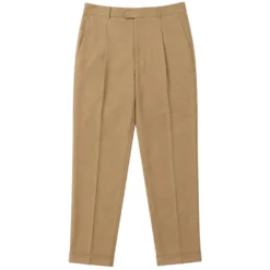 (34W) Regular Fit Pleated Pre-hemmed With Cuffs - Khaki