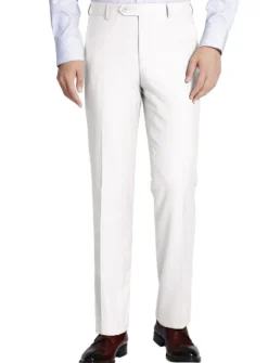 (32W) White Pre-Hemmed Regular Fit Dress Pants