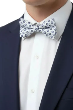 White Floral Medallion Pattern Bow Tie