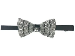 White Black Sparkling Crystal Adjustable Men's Bow Tie Accessory Box