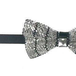White Black Sparkling Crystal Adjustable Men's Bow Tie Accessory Box